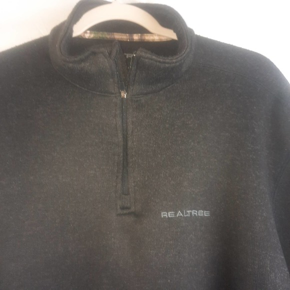 Real Tree Men's Black Long sleeve 1/4 zip Sweater  2XL - Picture 3 of 5